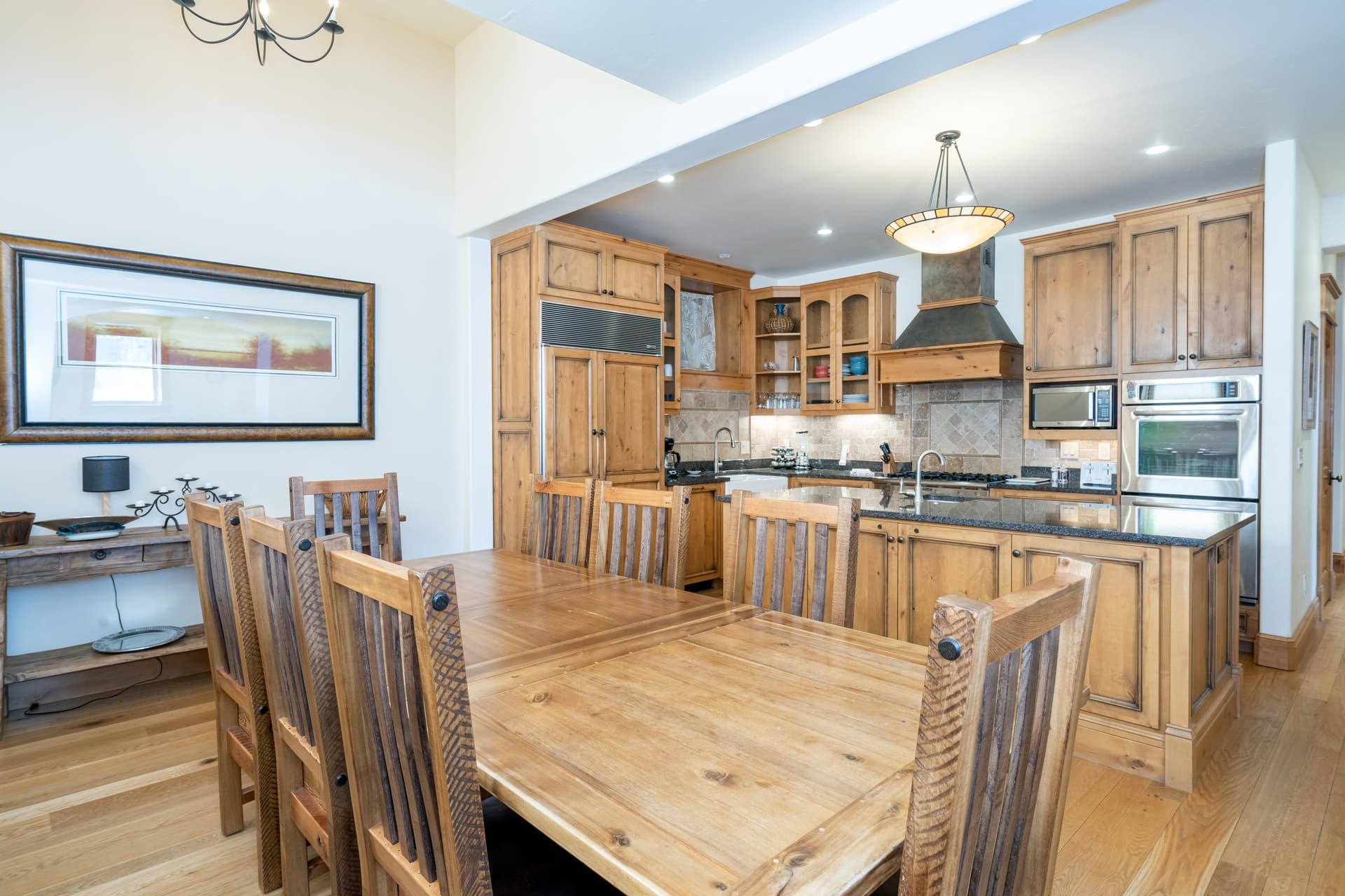 Large dining area seating 8