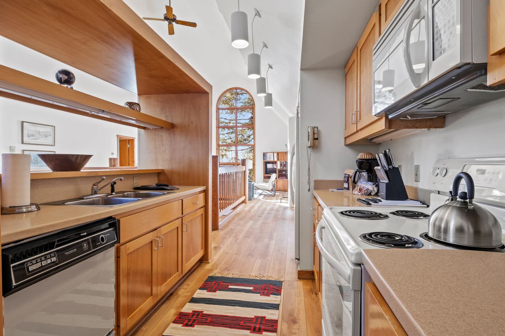 Galley Kitchen View Into Living Room