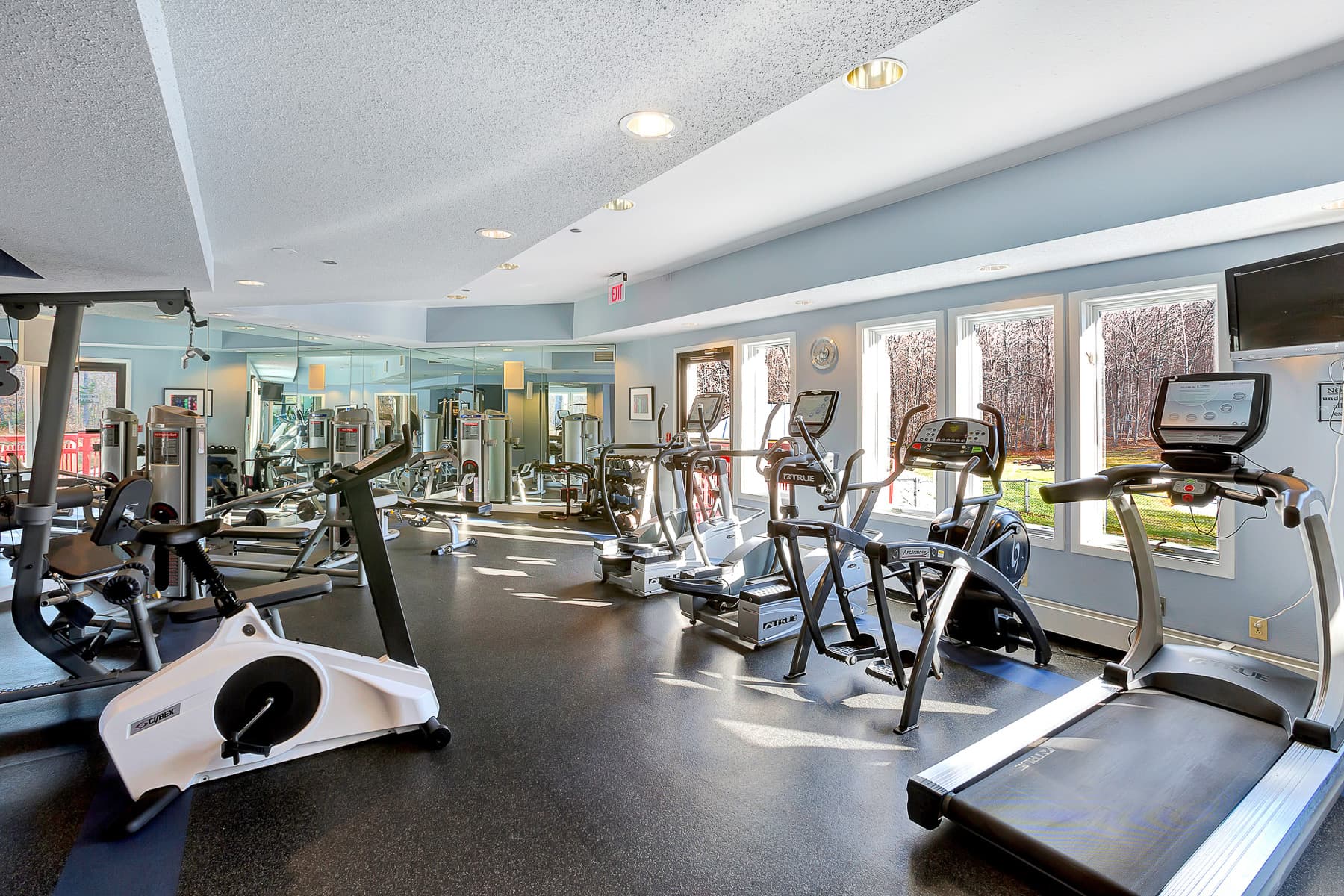 Fitness center with enough equipment to fulfill all of your workout needs