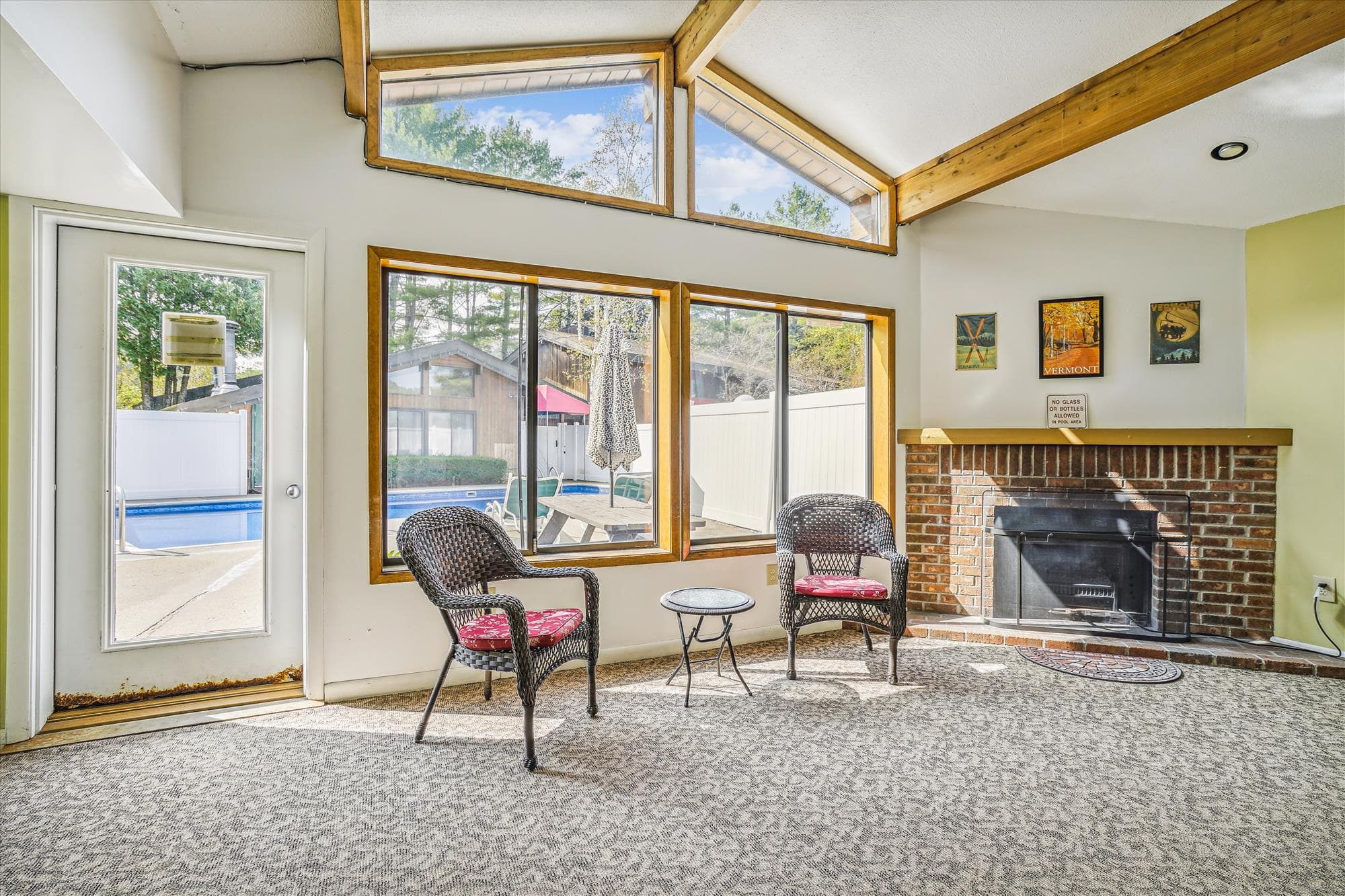 Sit back and relax after swimming in the heated pool.