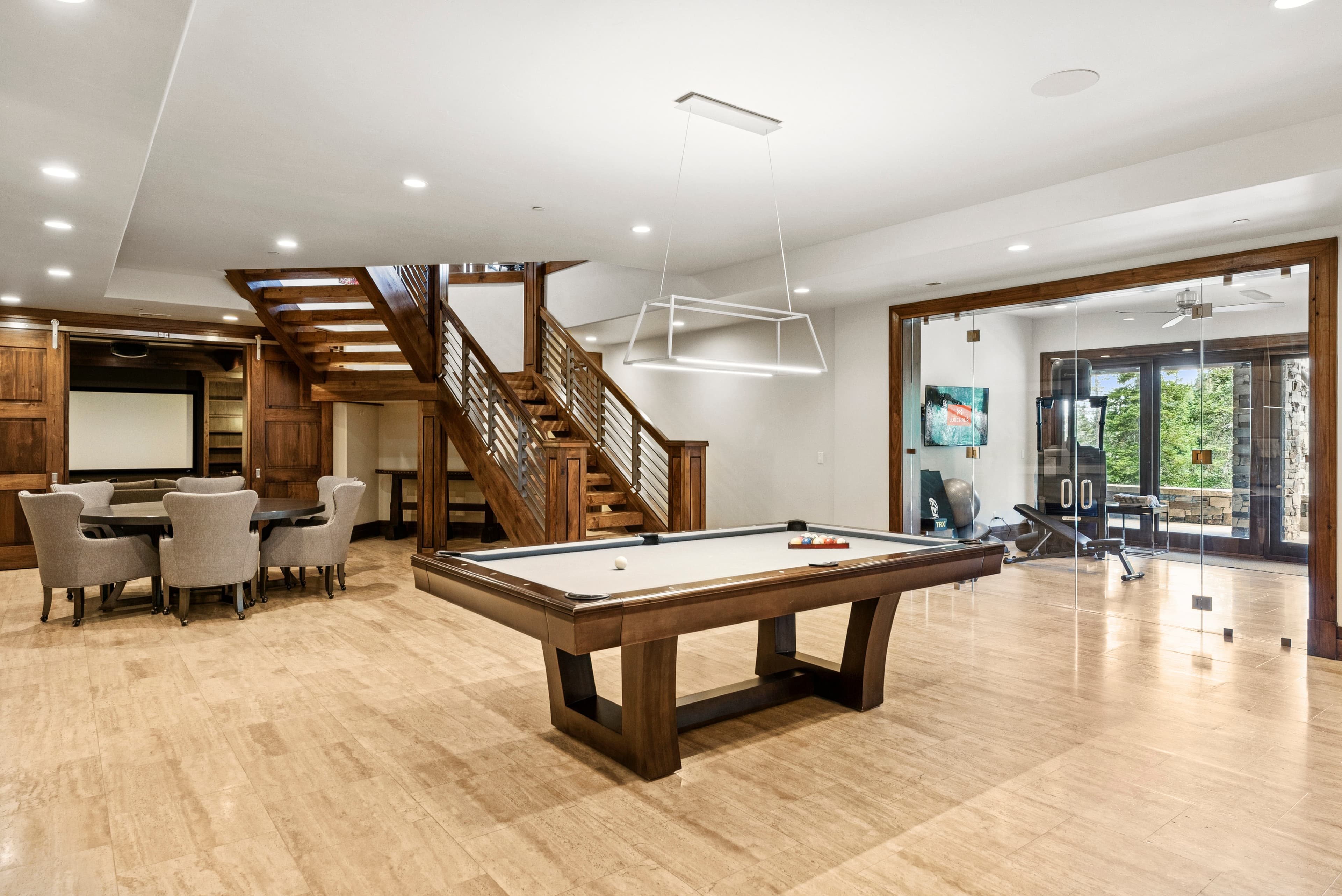 pool table in game room